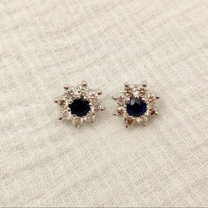 Diamond and sapphire flower earrings